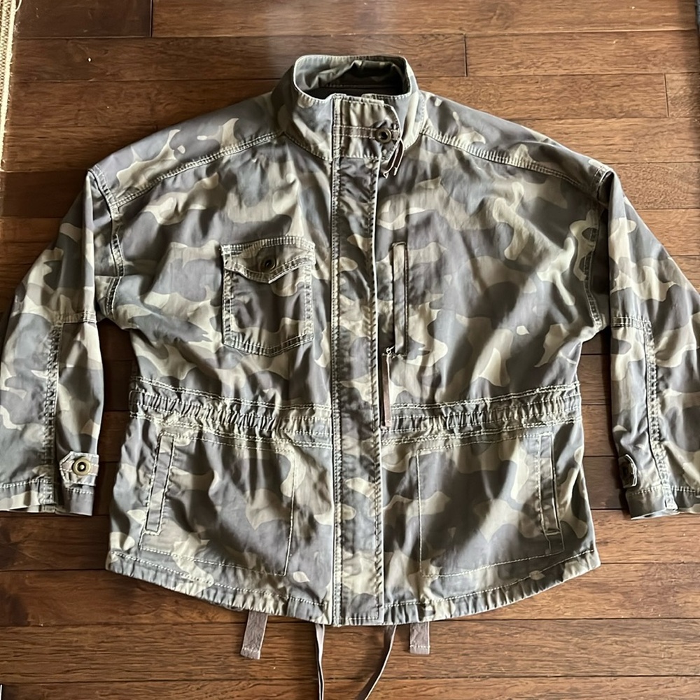 Olive Green Camo Military Cotton Anorak Jacket Coat